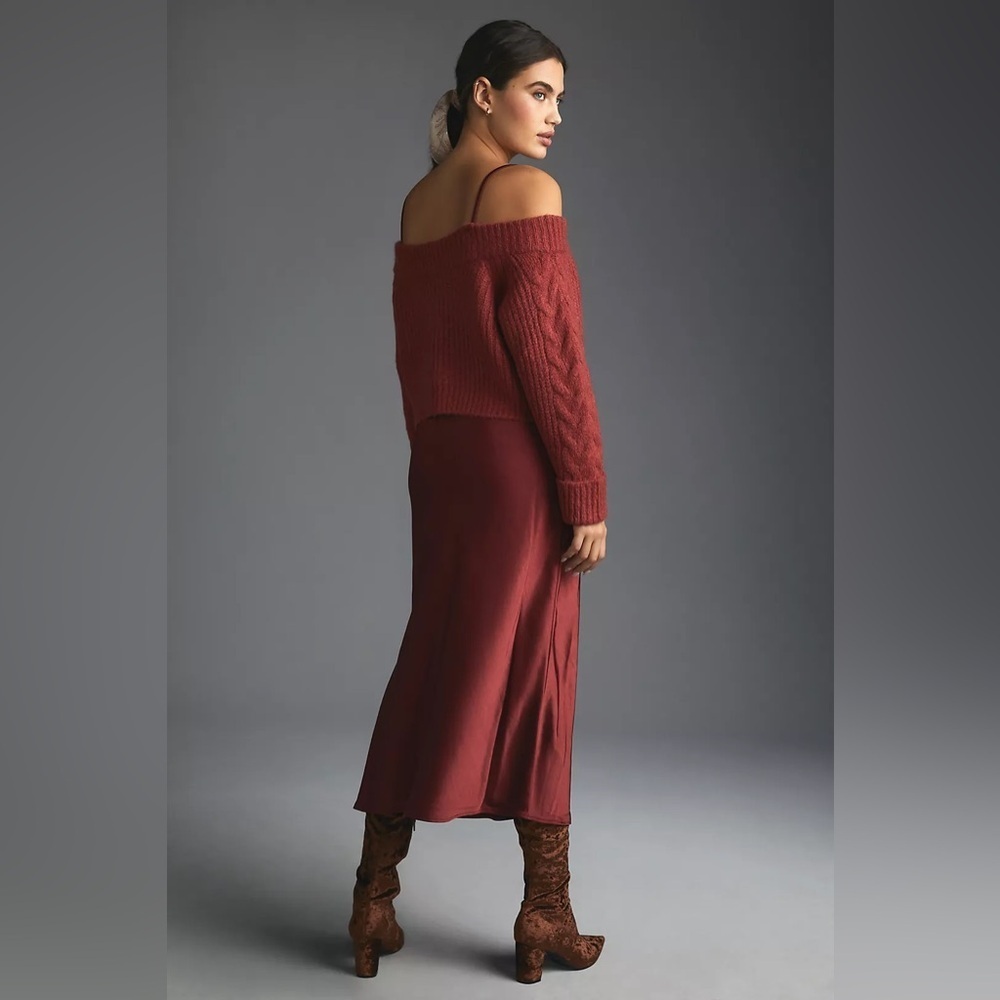 Anthropologie Mare Mare Layered Sweater & Slip Dress Red - Picture 5 of 15